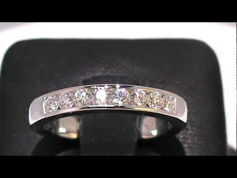 18k White Gold Ladies Half Channel Set Diamond Ring
