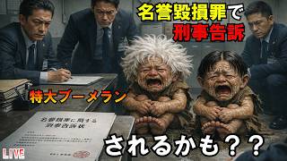 名誉毀損罪で刑事告訴されるかも？？特大ブーメラン LIVE