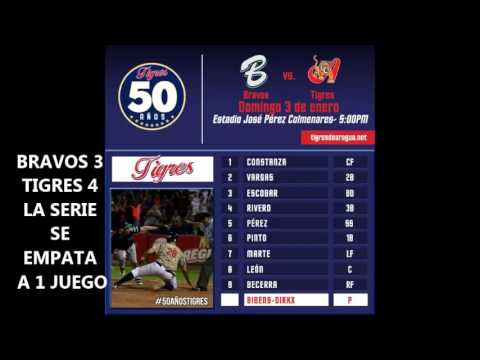 BRAVOS VS TIGRES, SEGUNDO DE ESTA SERIE ELIMINATORIA POR ARAGUEÑA 99.5 FM. 03-01-2016