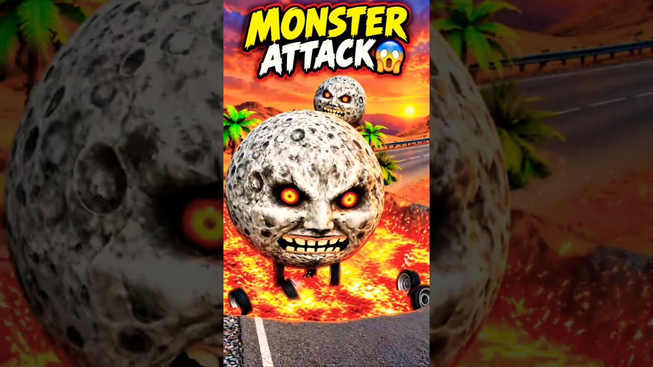 😱 MONSTER ATTACK! 🔥 Giant Moon Monsters vs Lava 🌋 #Shorts