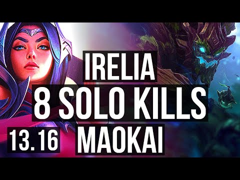 IRELIA vs MAOKAI (TOP) | 8 solo kills, 500+ games | KR Master | 13.16
