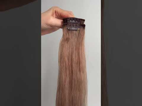 Натуральне волосся на кліпсах 38 см, 7 пасм, 100 грам, горіх (№08) video