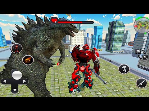 Mecha Robot Vs Godzilla Monster - US Police Transform Robot Cop Wolf Attack - Android Gameplay