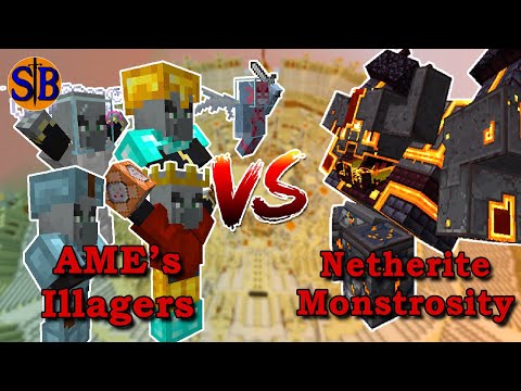 AME's Illagers vs Netherite Monstrosity | Minecraft Mob Battle
