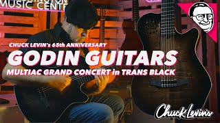 Video thumbnail for Godin Guitars Multiac Grand Concert SA in Transparent Black with Flamed Maple top by Chuck Levin's Washington Music Center