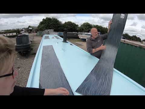 Vlog 80, Narrowboat Fit Out -  ANTI-SLIPPING THE ROOF AND DRILLING MORE HOLES