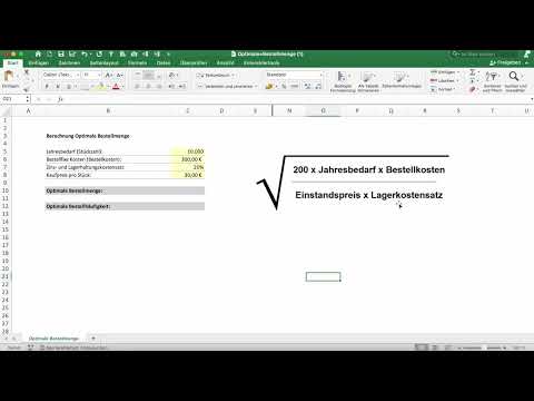 Excel optimale Bestellmenge ermitteln - Vorlage