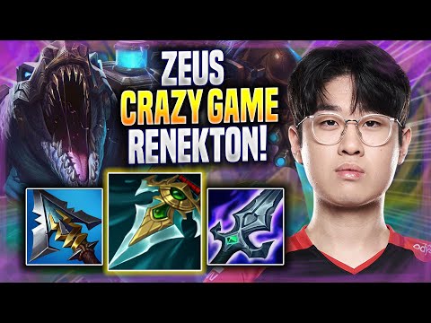 ZEUS CRAZY GAME WITH RENEKTON! - T1 Zeus Plays Renekton TOP vs Gnar! | Season 2022