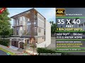 3 Bedroom Home Plan | 🔥🔥35x40 House Design 3D | 156 Gaj | 3 BHK | Modern Design | Terrace Garden