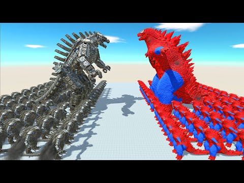 All Mechagodzilla Death Fall VS All Spider Godzilla Death Run - Animal Revolt Battle Simulator