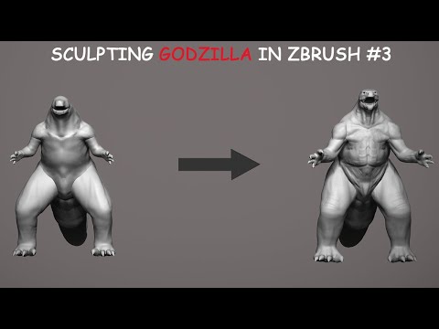 Sculpting Godzilla in ZBrush Part 3: Complete the Primary Shape | Godzilla vs Kong Diorama