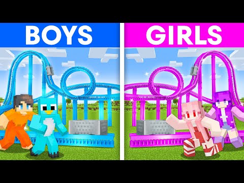 BOY vs GIRL: Modern Roller Coaster Build Challenge in Minecraft