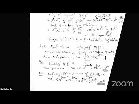 Lecture 8: Differential equations: Wronskian and linear dependence
