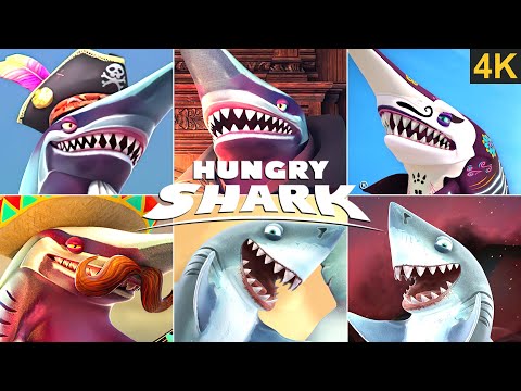 BULL SHARK, GOBLIN SHARK & BASKING SHARK ALL TRAILER & MOVIE THROUGH THE YEARS HUNGRY SHARK WORLD 4K