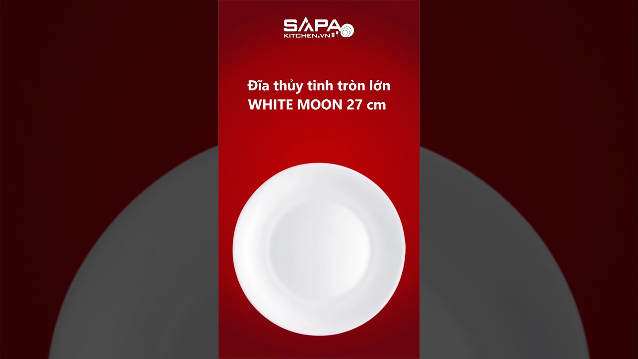 Đĩa thủy tinh tròn lớn White moon 27 cm