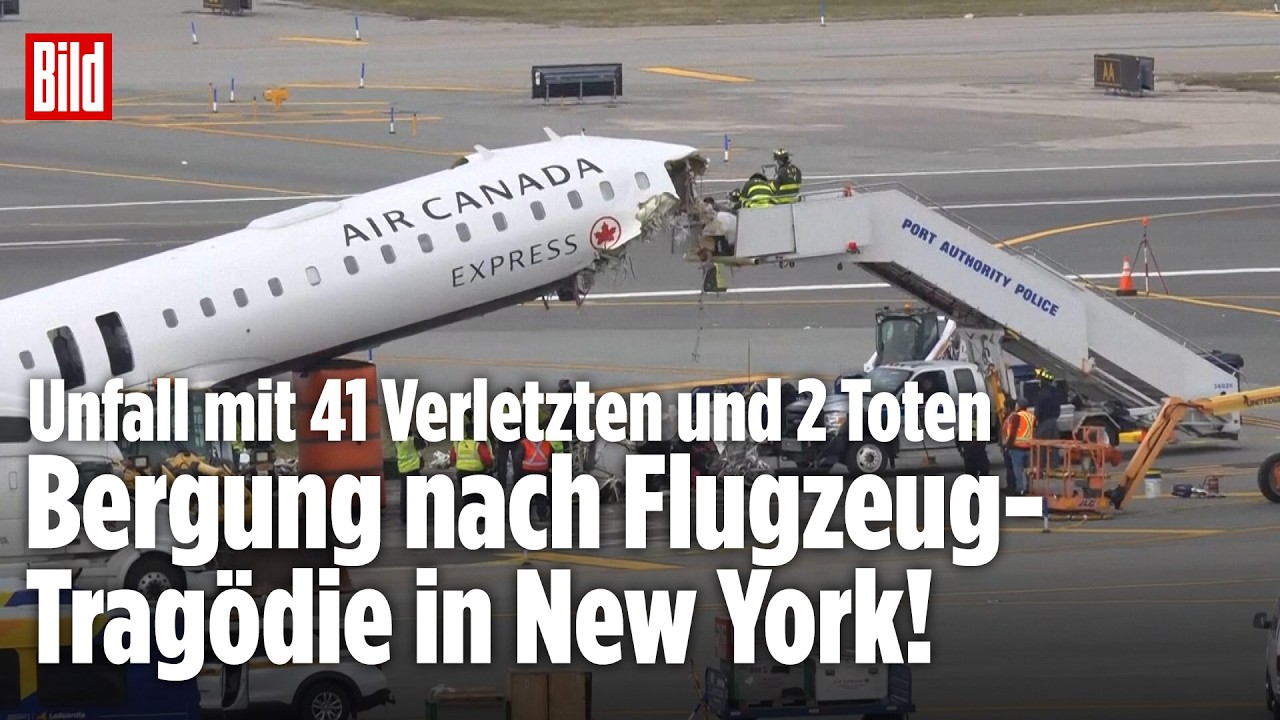Flugzeug-Crash in New York: Nach Kollision mit Feuerwehr! Wrack von Rollfeld gezogen!