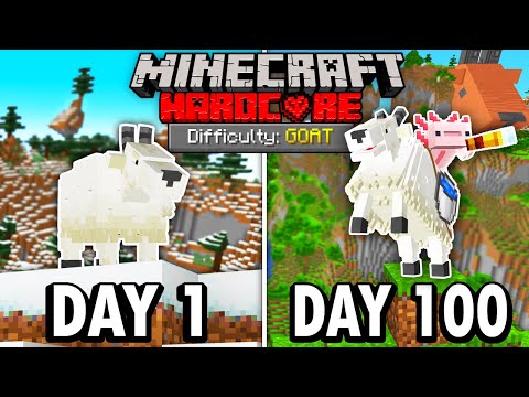 I Survived 100 Days as a GOAT in Hardcore Minecraft... Minecraft Hardcore 100 Days