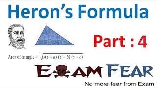 Maths Heron's Formula part 4 (Area of Triangle: Numerical) CBSE class 9 Mathematics IX