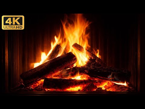 Cheminée 4K 🔥 Feu de Bois avec Sons de Crépitement 🔥 Ambiance Relaxante