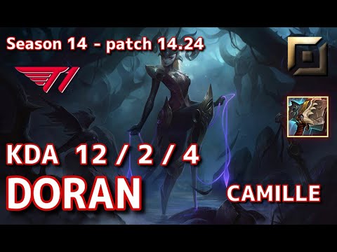 【KRサーバー/M1】T1 Doran カミール(Camille) VS カシオペア(Cassiopeia) TOP - Patch14.24 KR Ranked【LoL】