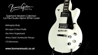 Video thumbnail for Epiphone Modern Collection Les Paul Studio Alpine White Guitar | Bonners Guitar Store by Bonners Guitar Store