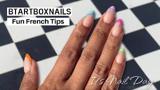BTARTBOX XCOATTIPS French Short Almond Nails Tutorial 🌈 Brighter Pastel Chrome Nails Cat Eye Gel 💅🏽