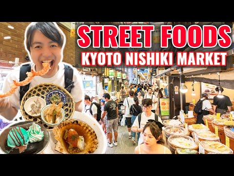 Good and Cheap Street Foods Tour at Kyoto Nishiki Market, How to Get There from Osaka Station Ep.416