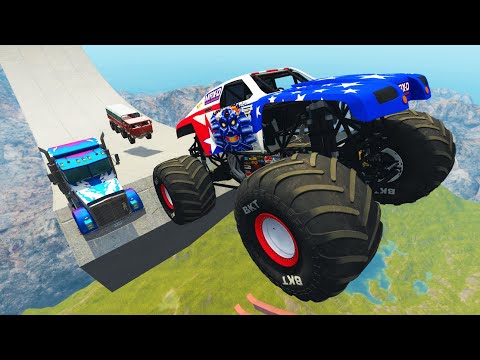 Epic High Speed Monster Jam Trucks Long Jumps and Crashes