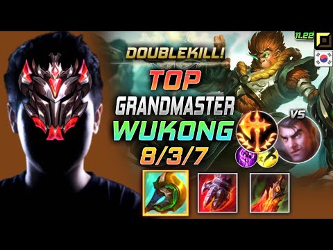 GrandMaster Wukong TOP vs Jayce - 천상계 탑 오공 템트리 룬 신파자 정복자 ウーコン Вуконг 齐天大圣 悟空 - KR 11.22
