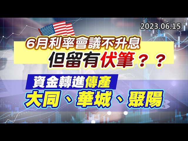 20230615《股市最錢線》#高閔漳 “6月利率會議不升息，但留有伏筆？？””資金轉進傳產，大同、華城、聚陽”