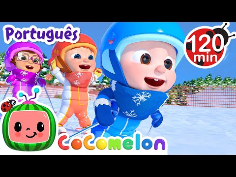 Capa de Vamos Aprender a Esquiar | 2 HORAS DE COCOMELON | Músicas Infantis e Desenhos Animados para Crianças