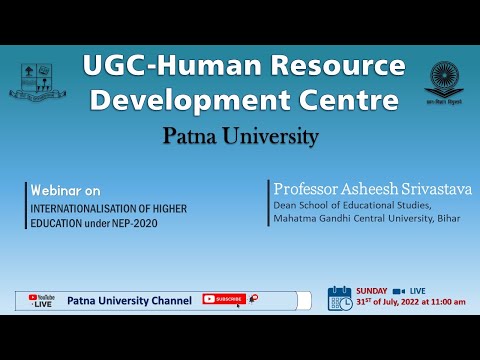 UGC-HRDC Patna University is organizing a Workshop on Internationalization of Higher Education (NEP)
