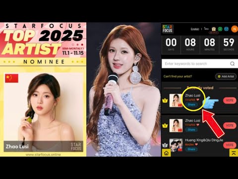 🌟 Zhao Lusi Leads Star Focus Asian Rising Artist Ranking with 1.1M Votes 🚀