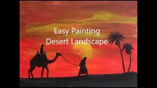 How to paint DESERT LANDSCAPE. Acrylic painting tutorial for beginners. Step by step CAMEL PALMS