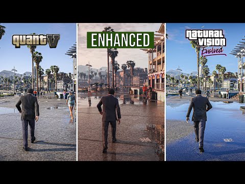 GTA 5 Enhanced vs QuantV vs NaturalVision Evolved | Graphics Comparison in 4K