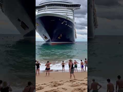 A huge cruise liner sailed onto the beach. People are shocked. #sea #ship