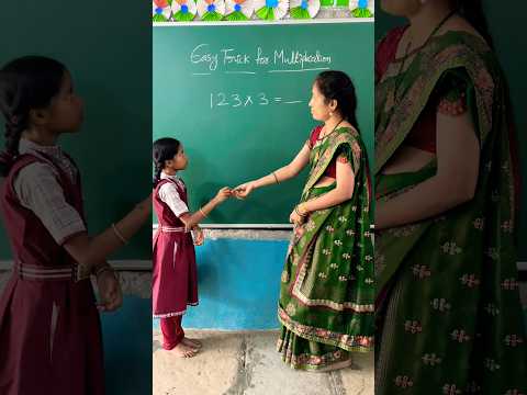 Easy trick for multiplication by Manasa #shortsviral #govtschool #maths #easy#shortcut#funny#happy