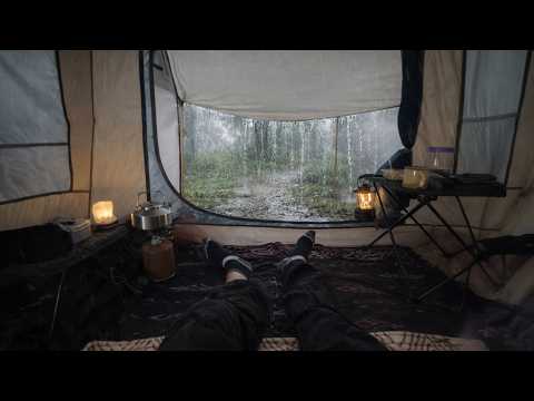 Not LUXURY, but this 2x2 Tent is so COMFY in Heavy Rain - Heavy Rain Camping Between High Cliffs⛰️