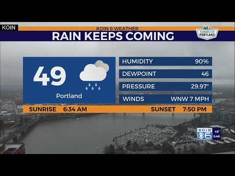 Weather forecast: Rain continues for Portland tonight.