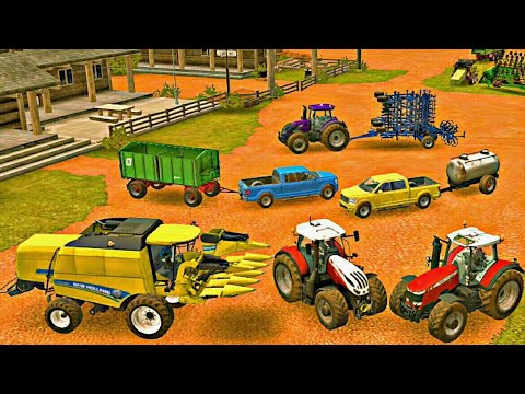 FENDT vs CLAAS vs CASE vs FIAT TRACTORS & TRUCK BATTLE WITH PLOUGH & TRAILER  - FS 22