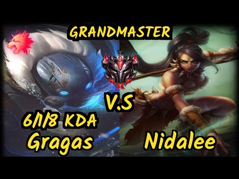LDLC Djoko (GRAGAS) vs NIDALEE - 6/1/8 KDA JUNGLE GAMEPLAY - EUW Ranked GRANDMASTER