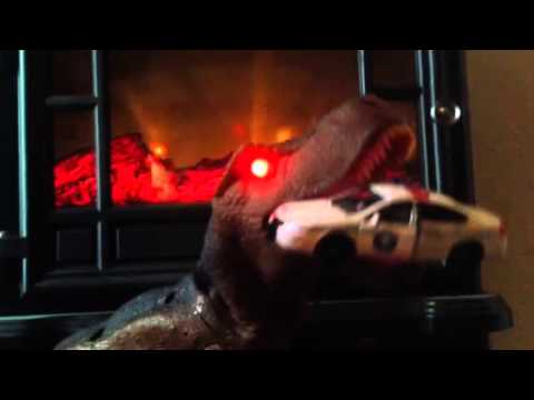 Angry T-Rex eats cop car
