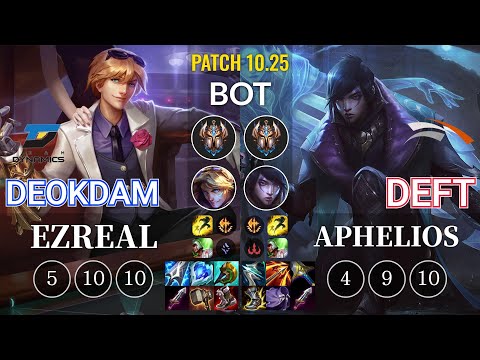DYN deokdam Ezreal vs HLE Deft Aphelios Bot - KR Patch 10.25