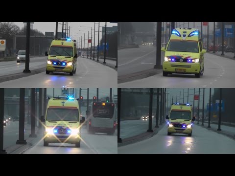 A1, 3x Ambulancezorg Groningen en 1x UMCG Ambulance Drenthe naar het UMCG in Groningen