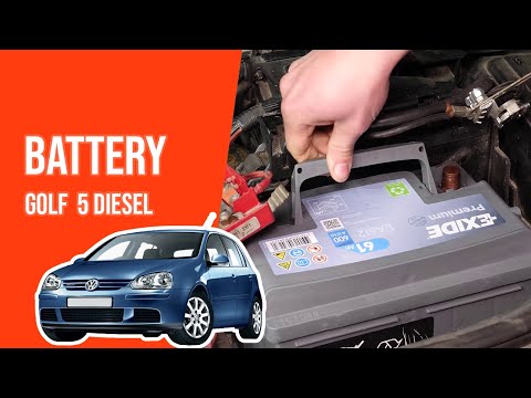 Part of a video titled How to replace the car battery GOLF 5 1.9 TDI - YouTube