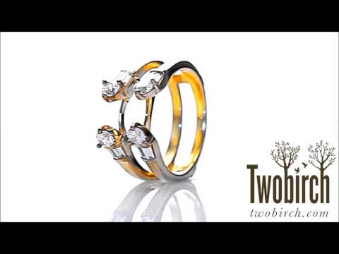 0.8ct. Three Stone Cathedral Ring Guard - TwoBirch TB-GUARD-0063-WG-K