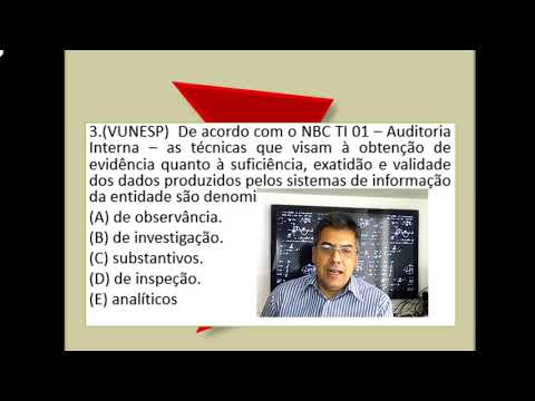 Questões sobre Procedimentos de Auditoria (5 questões VUNESP)