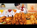 ASMR MUKBANG POPEYES Crispy Fried Chicken Cheese Burger Cheese Stick Recipe Eating