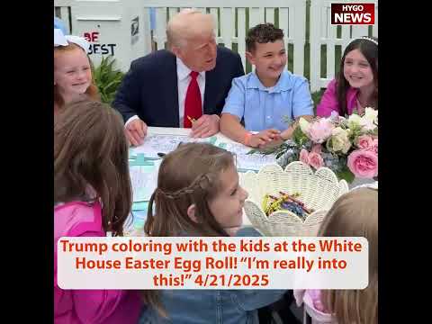 Trump Colors with Kids at Easter Egg Roll: 'I'm Really Into This!'; Signs Children's Pages; Credits Melania for Organizing Event