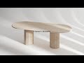 Cava Fluted Oval Beige Travertine Dining Table | Modern Furniture